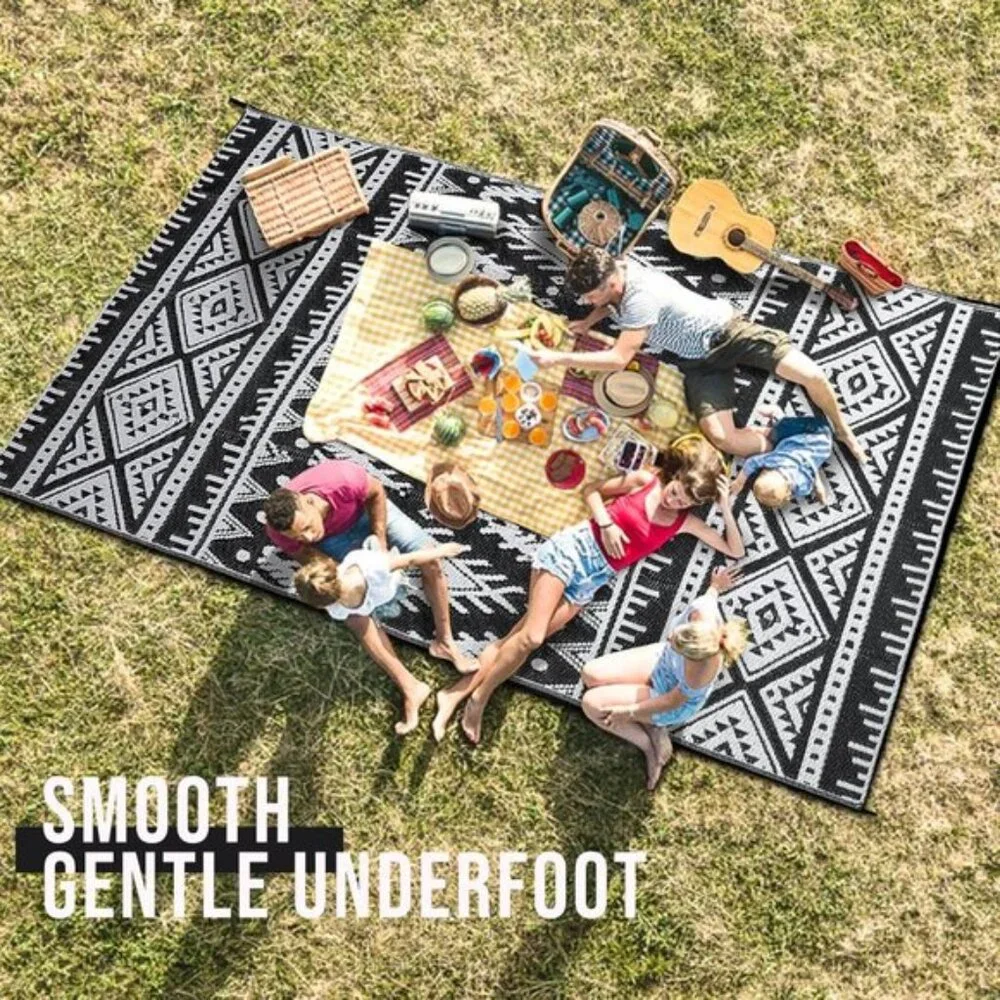 5x8 Waterproof Outdoor Area Rug, Reversible Plastic Straw Mat for Picnic & Patio